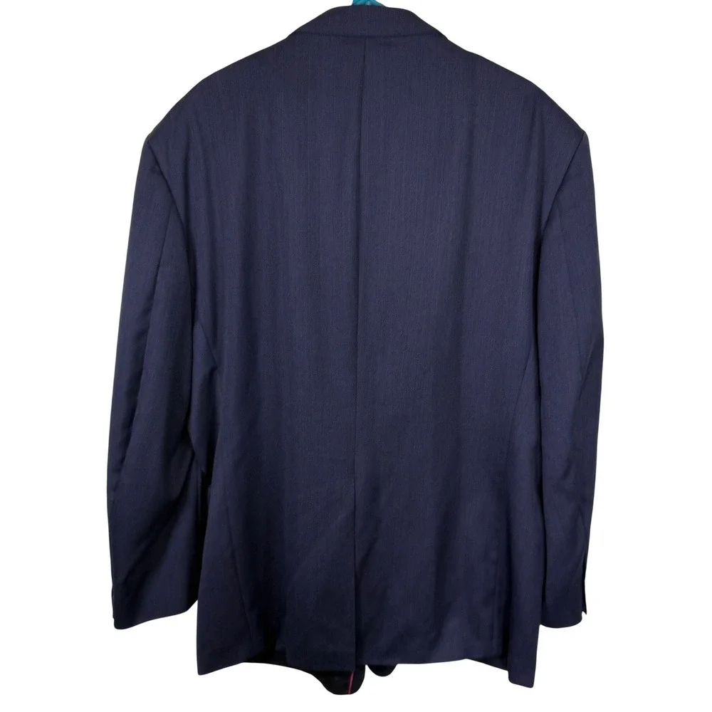 Stafford Mens Navy Blue Blazer Sport Coat 50R Worsted‎ Wool Blend USA